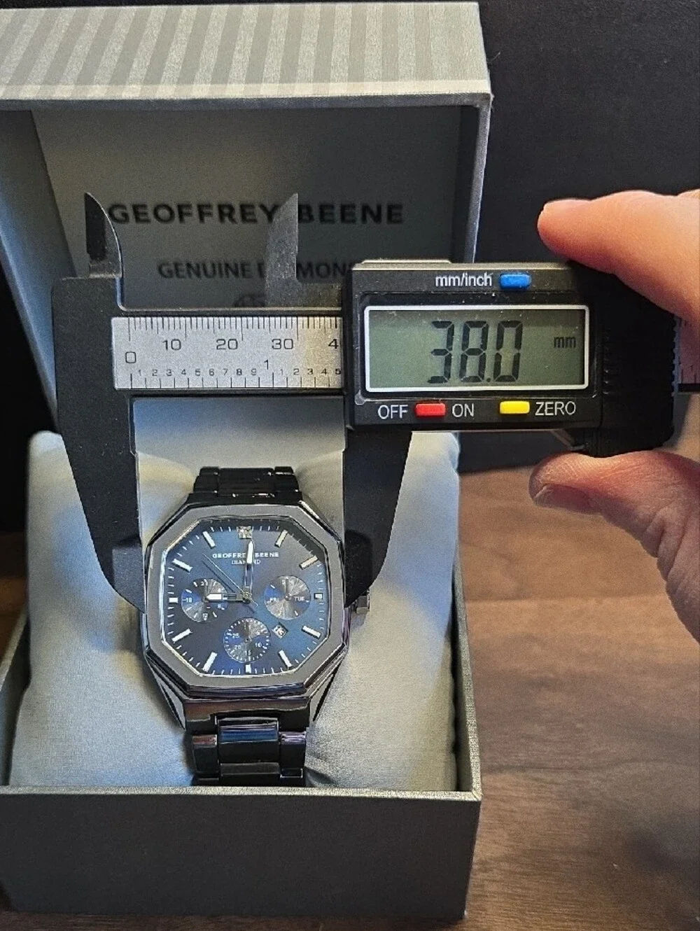 Geoffrey Beene Men's Blue Dial Stainless Steel Gunmetal Watch